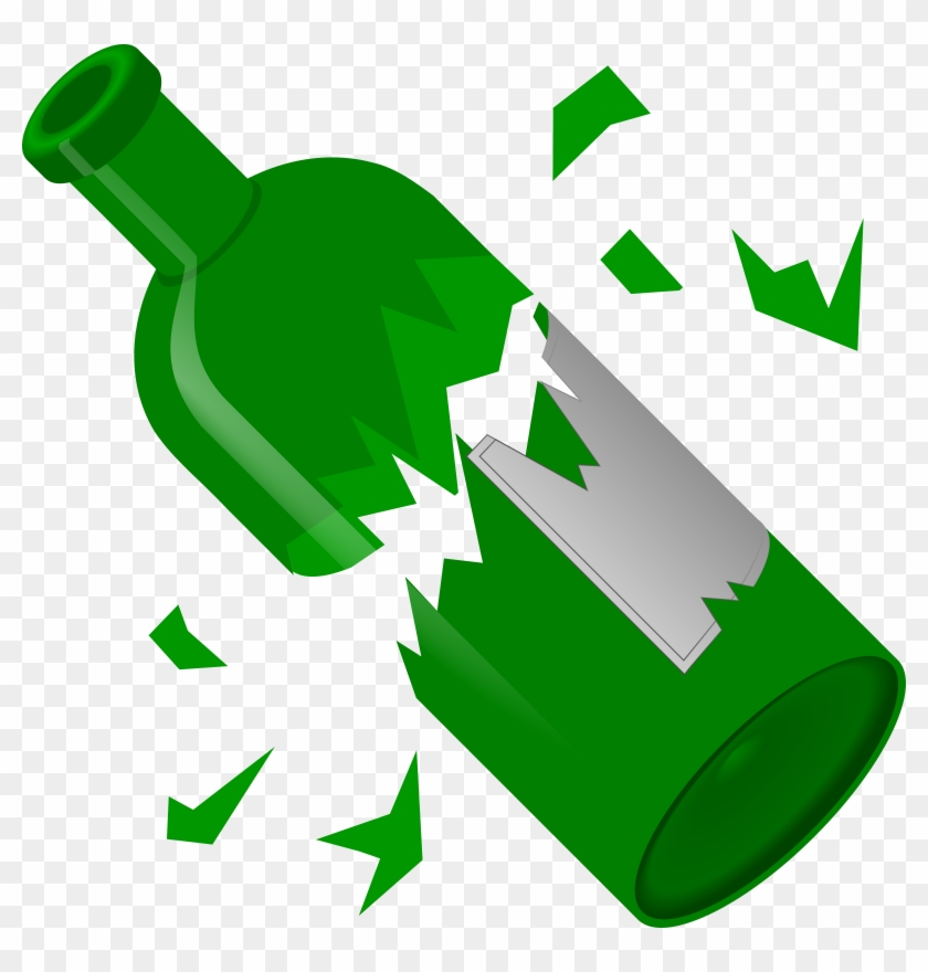 Broken Green Bottle Illustration - Symbol of Destruction or Recycling