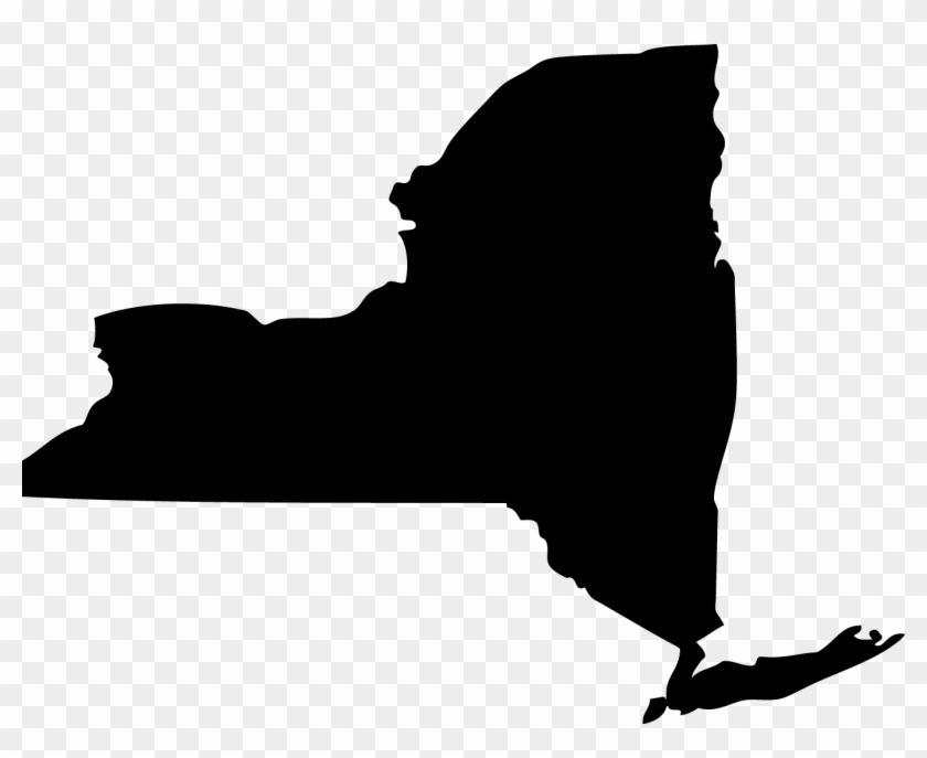 Black silhouette of the state of New York on transparent background, including Long Island and NYC boroughs.