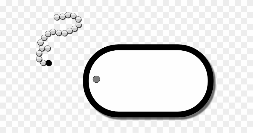 A blank military-style dog tag with a beaded chain and one black bead, on transparent background.