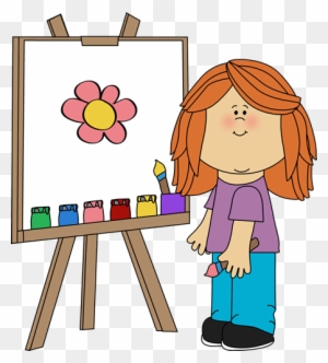 Kids Art Activity - Painting a Flower with Easel and Paints