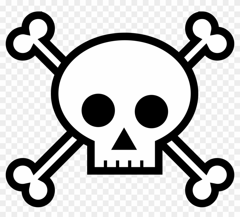 Black and white skull and crossbones symbol on transparent background, indicating danger or poison.