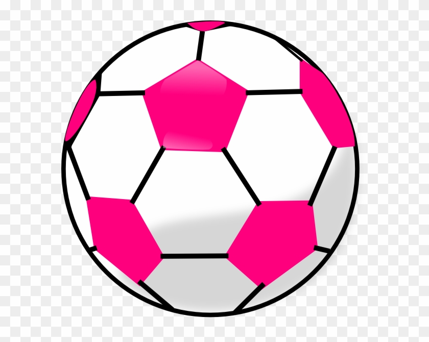 Pink and white classic soccer ball with black panel outlines on transparent background.