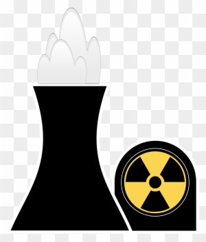 Nuclear Power Plant Icon - Cooling Tower & Radiation Symbol