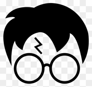 Silhouette of Harry Potter with iconic messy hair, round glasses, and lightning-bolt scar.