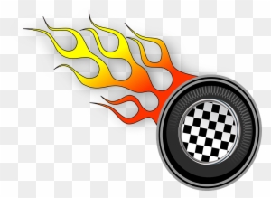 Flame-Styled Racing Tire Graphic - High-Energy Automotive Design