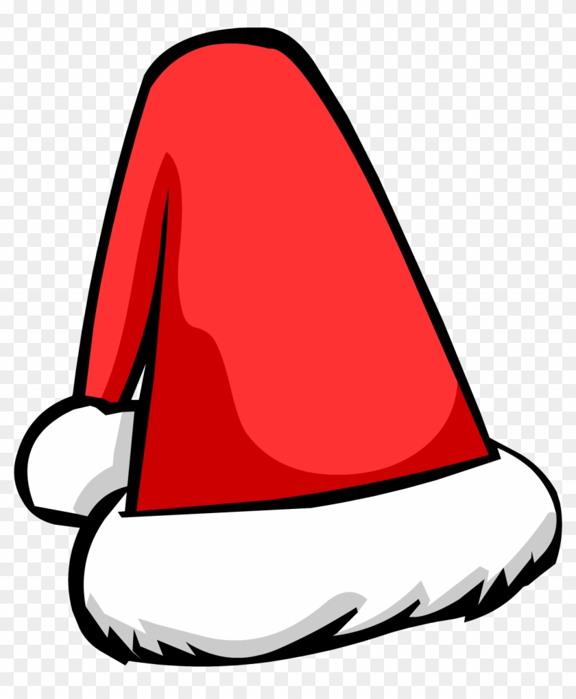 Classic red Santa hat with white fluffy trim and pom-pom, cartoon-style illustration on transparent background.