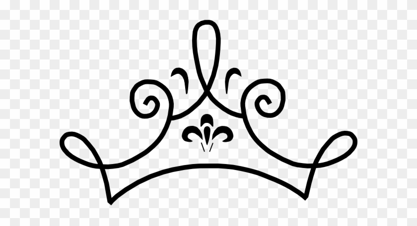Elegant black-and-white line-art crown with fleur-de-lis center and ornate swirls.