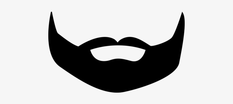 Black silhouette of a full beard with mustache, stylized and symmetrical, on light background.