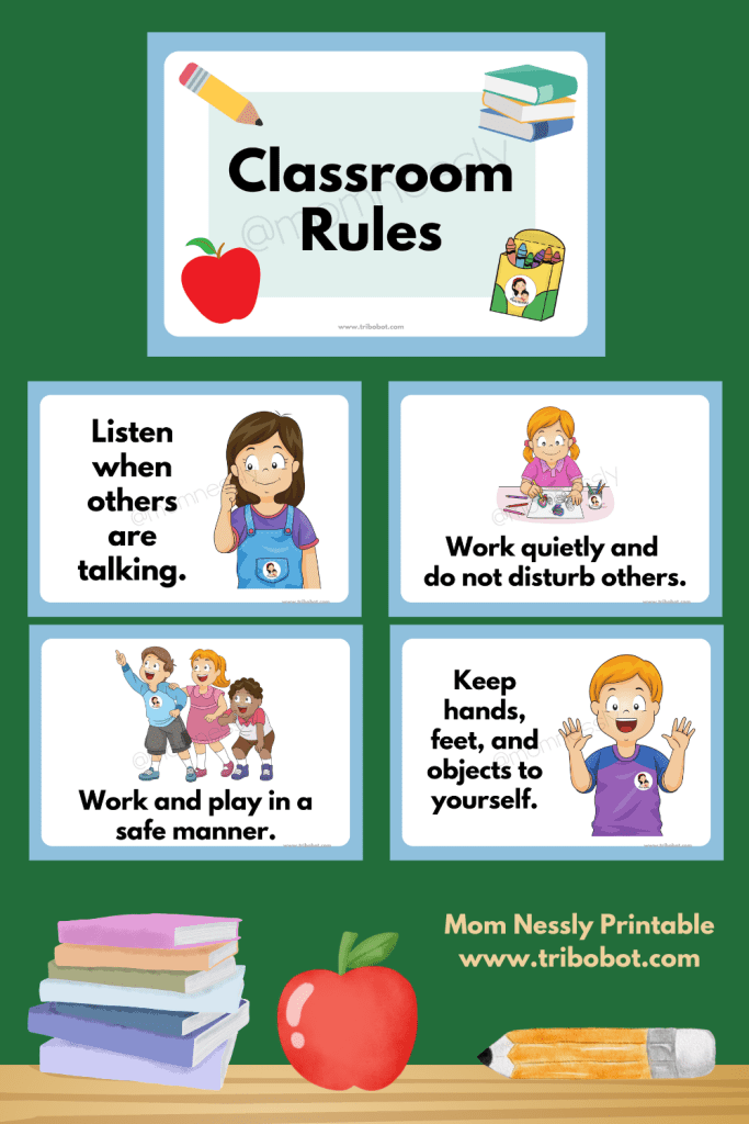 3 Basic Classroom Rules Posters Preschool Rules School Rules Clip 