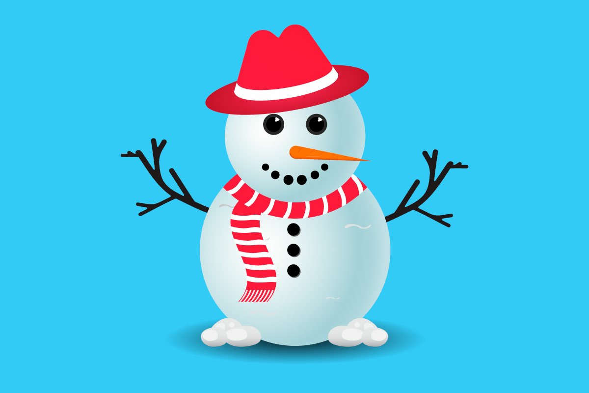 Friendly Snowman Illustration - Festive Winter Clipart for Holiday Designs