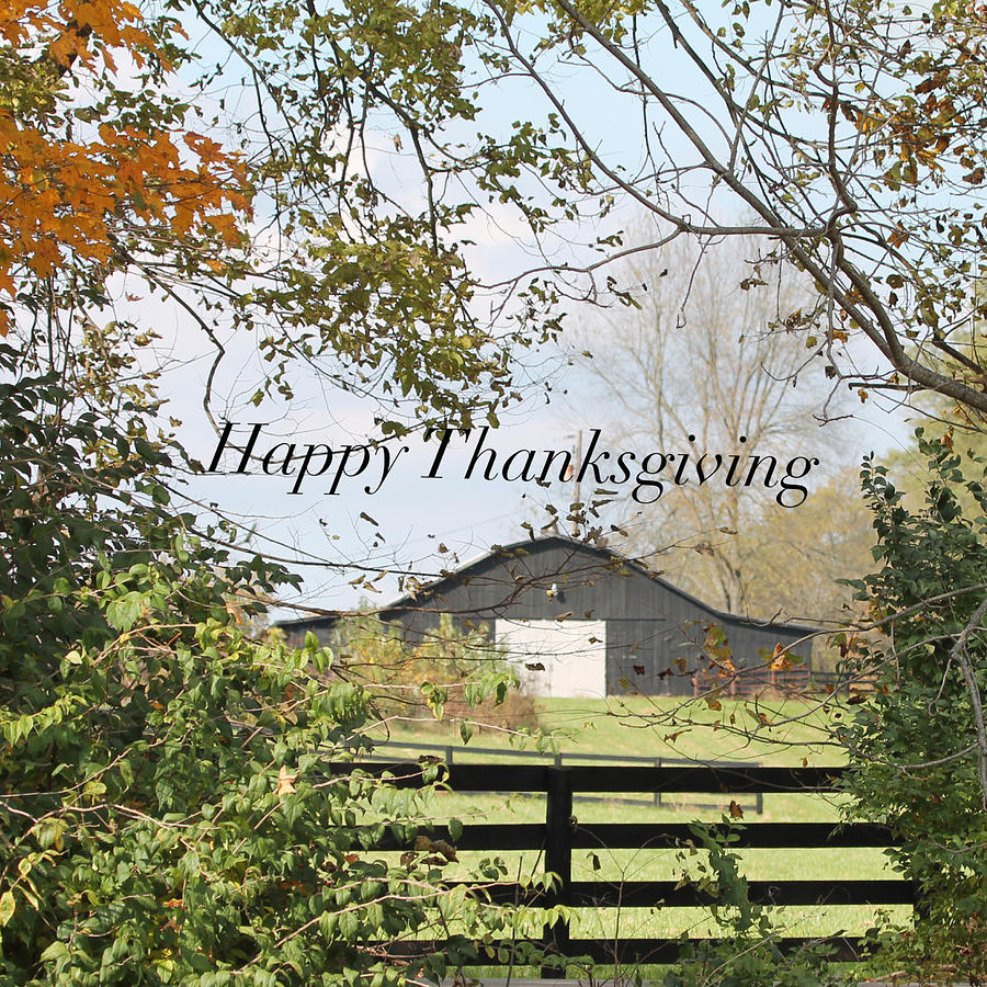 Happy Thanksgiving Farm Scene - Rustic Autumn Background