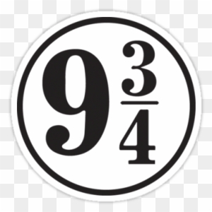 A circular black-and-white logo featuring the number "9¾", referencing Platform 9¾ from the Harry Potter series.