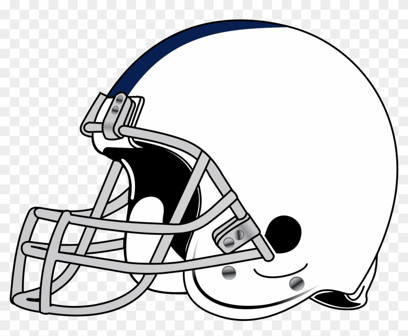 Classic White Football Helmet with Navy Stripe - Vector Illustration