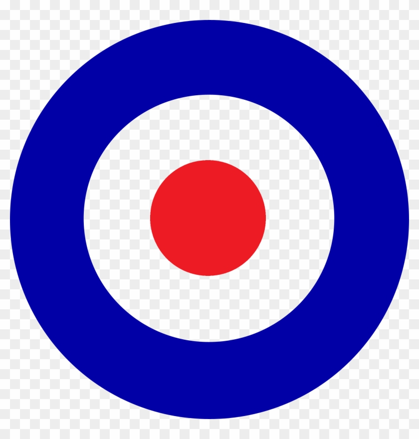 Royal Air Force roundel: blue outer ring, white middle ring, red center dot.