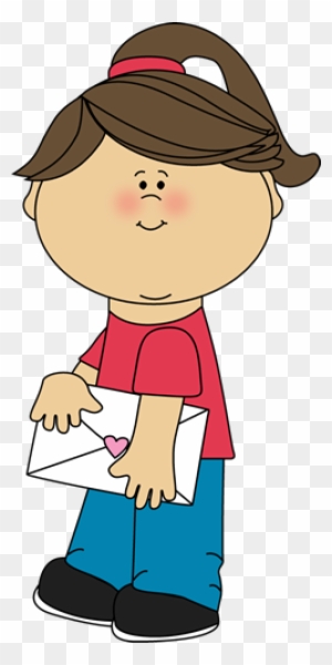 Free Valentine’s Day Clipart - Girl Holding Love Letter Illustration