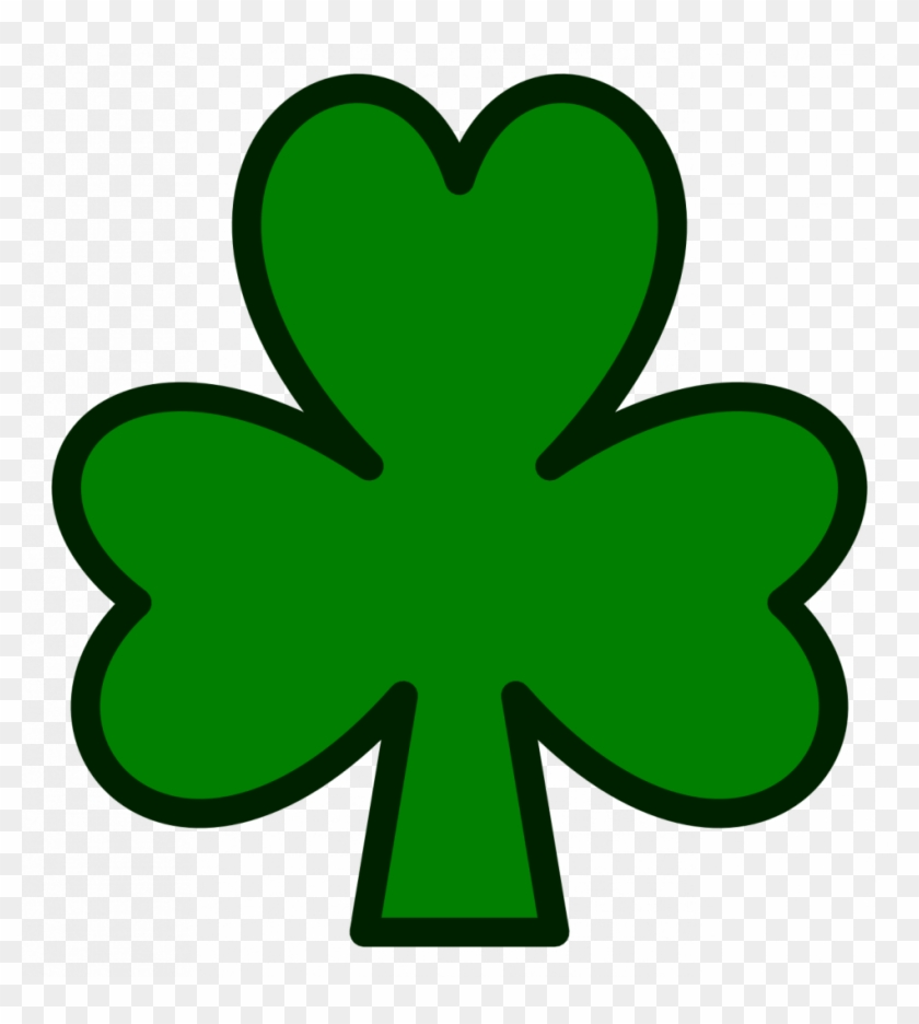 Green three-leaf clover with black outline on transparent background, symbol of luck and St. Patrick’s Day.
