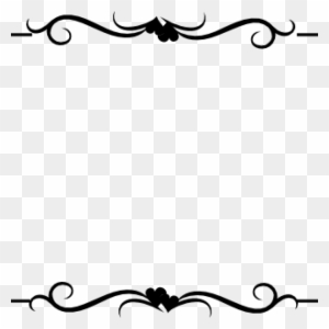 Black ornamental scrollwork border with heart motifs on transparent background.