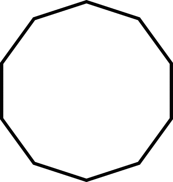 Black outline of a regular octagon on a white background, geometric shape with eight equal sides and angles.