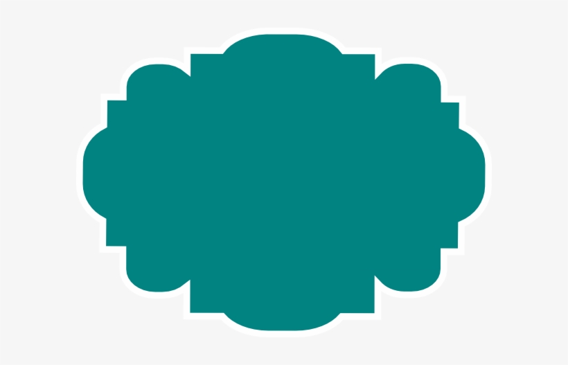 Teal ornamental frame with scalloped edges and white border, used as a decorative placeholder or design element.