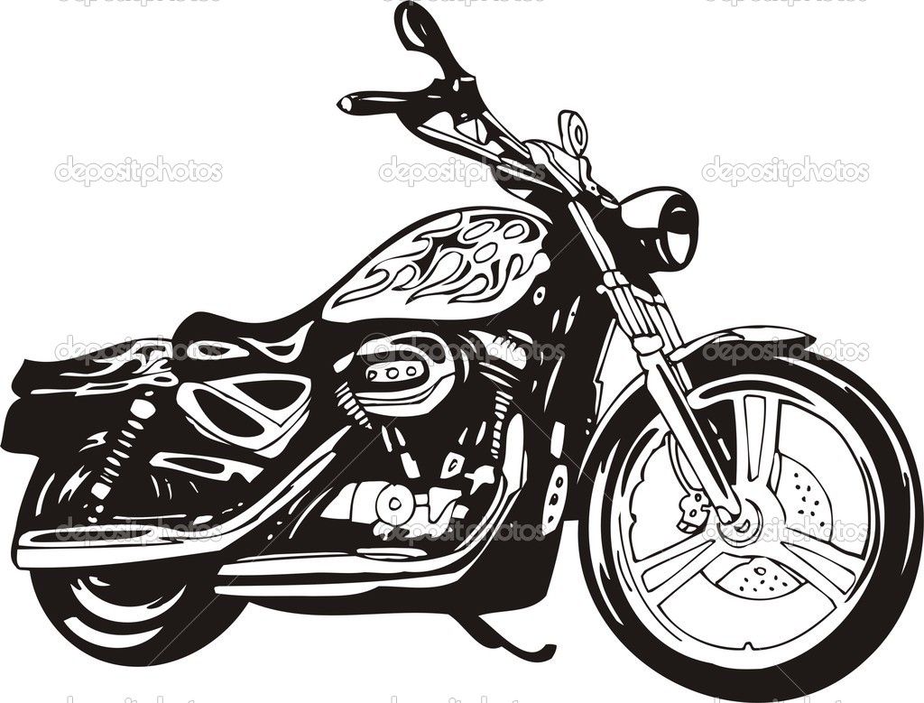 Classic Cruiser Motorcycle Illustration - Bold Flame Design Artwork