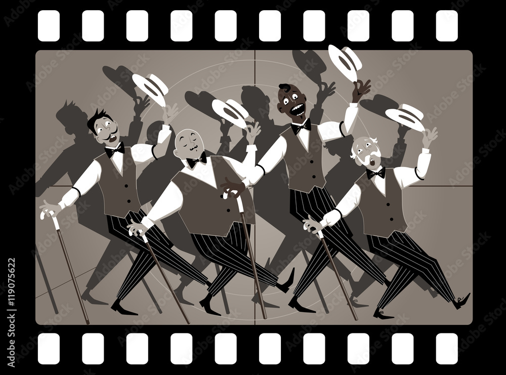 Vintage Jazz Dance Illustration - Film Strip Style Art