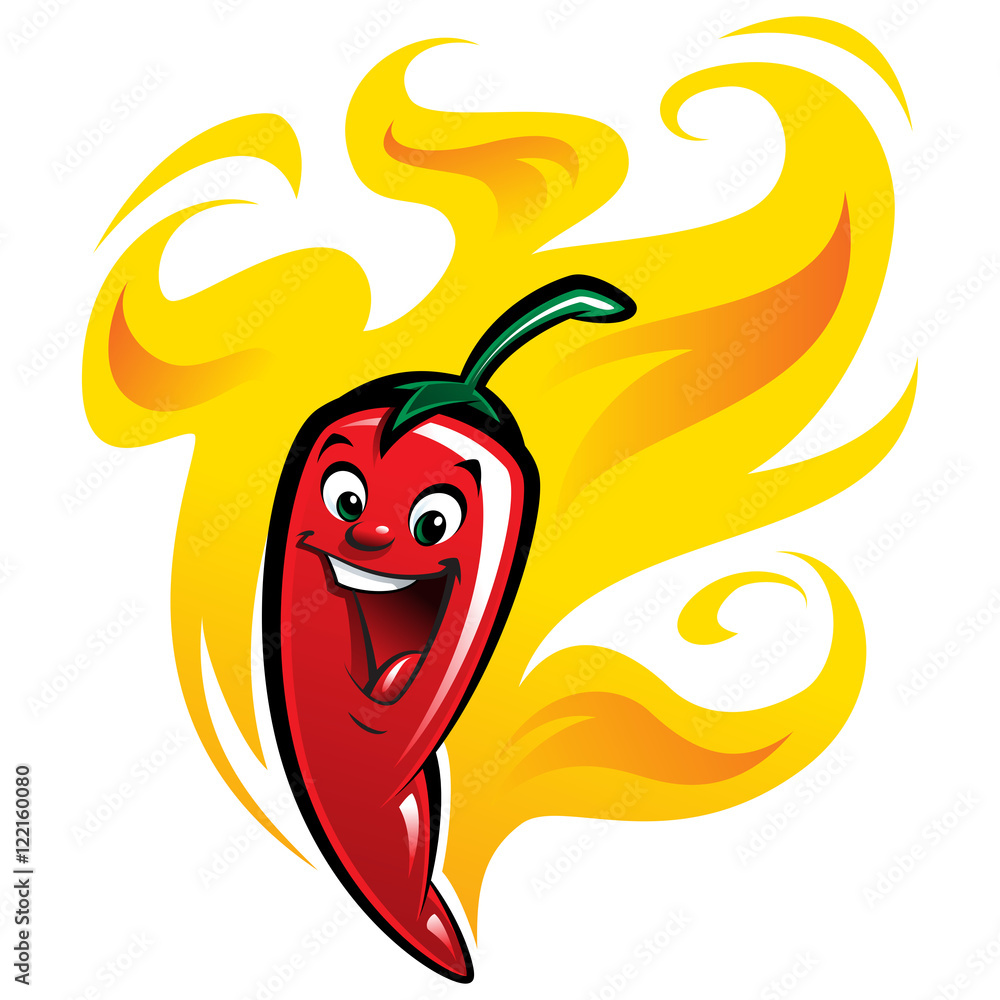 Spicy Chili Pepper. Vector Clip Art Illustration Cartoon with - Clip ...