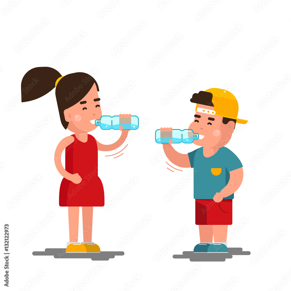 Kids Hydration Illustration - Healthy Drinking Habits for Children