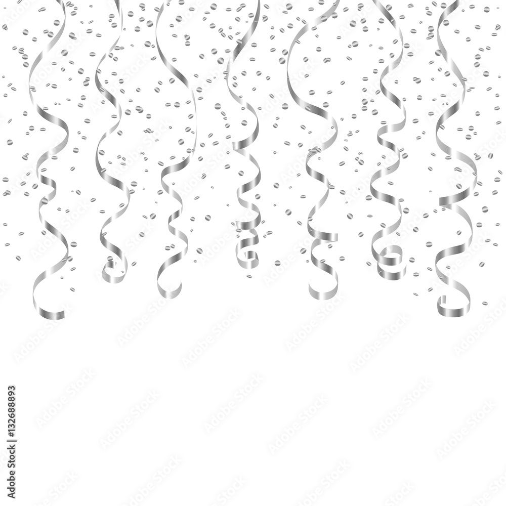 Silver Streamer And Confetti Stock Illustration - Download Image