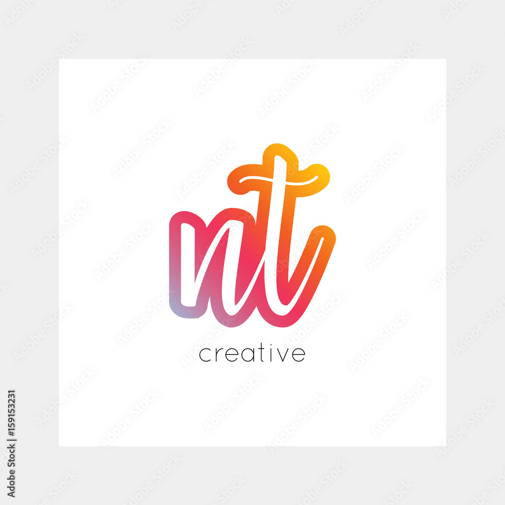 Gradient-styled "nt" monogram logo with "creative" text below, modern and artistic design.