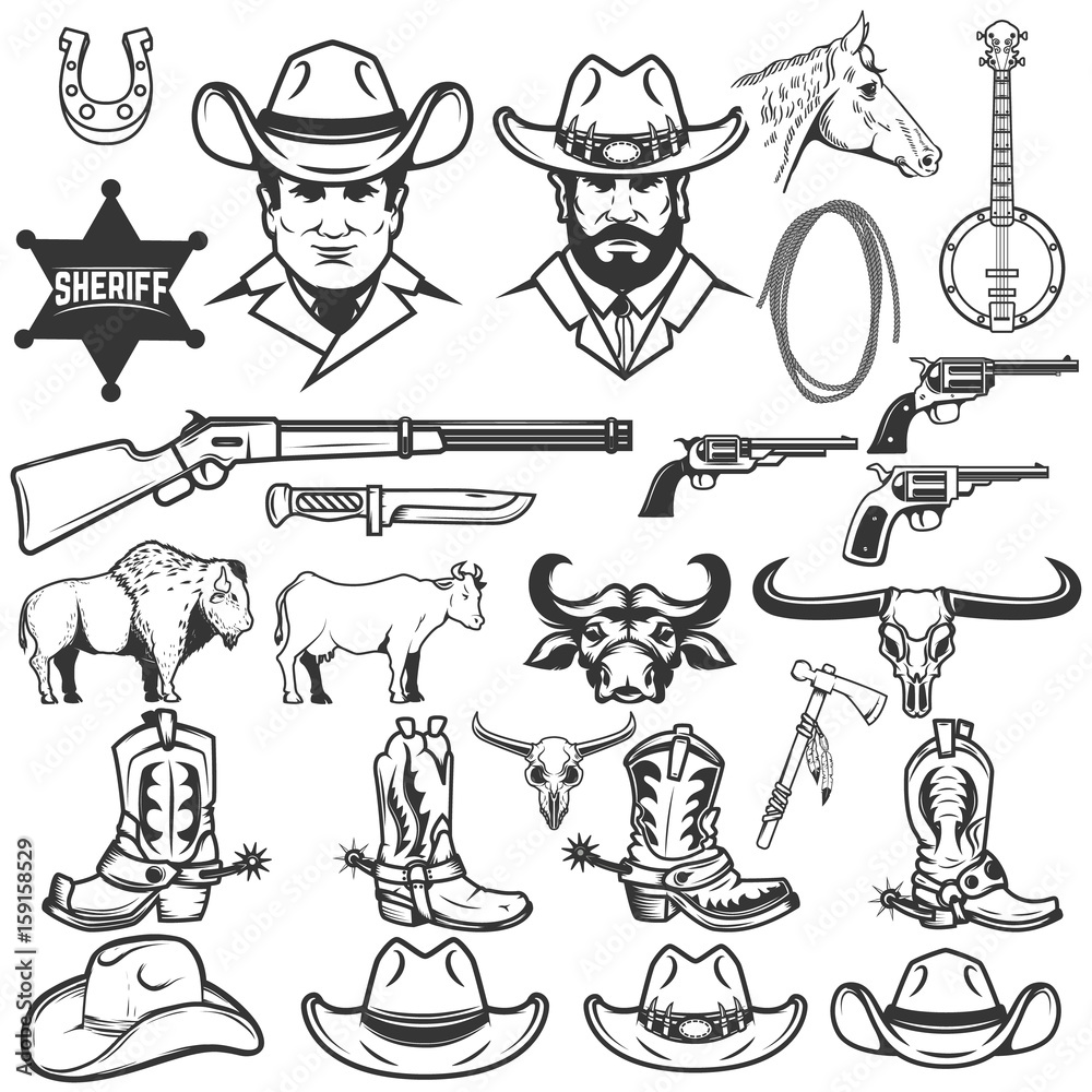 Buffalo in cowboy hat design element for poster t Vector Image - Clip ...