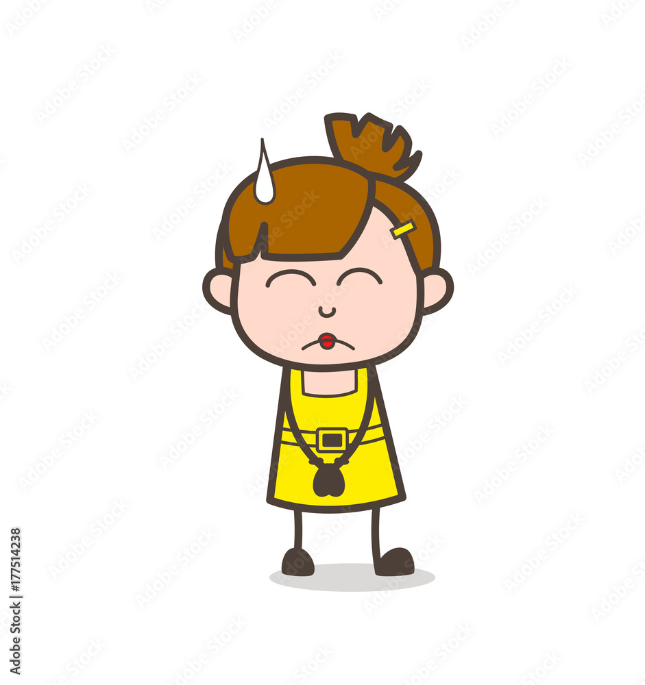 Embarrassed Cartoon Girl - Free Vector Illustration for Web & Print