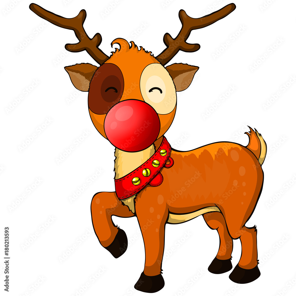 Christmas Reindeer Clip Art - Rudolph Red Nose Graphics - Santas 