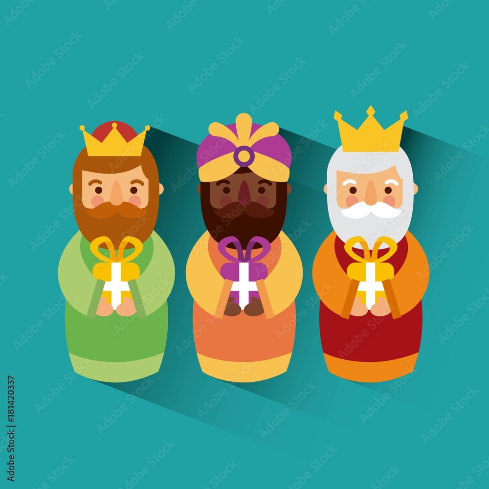 Three Magic Kings Isolated on White Stock Vector - Illustration of ...