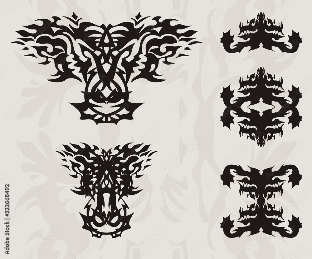 Tribal Ornament Vector Pack - Flame & Symmetrical Decorative Designs