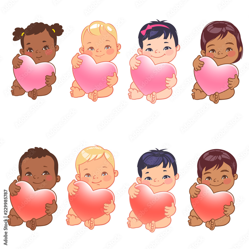 Vector Illustration of Cartoon Chinese Kids. Cute Baby Stock - Clip Art ...