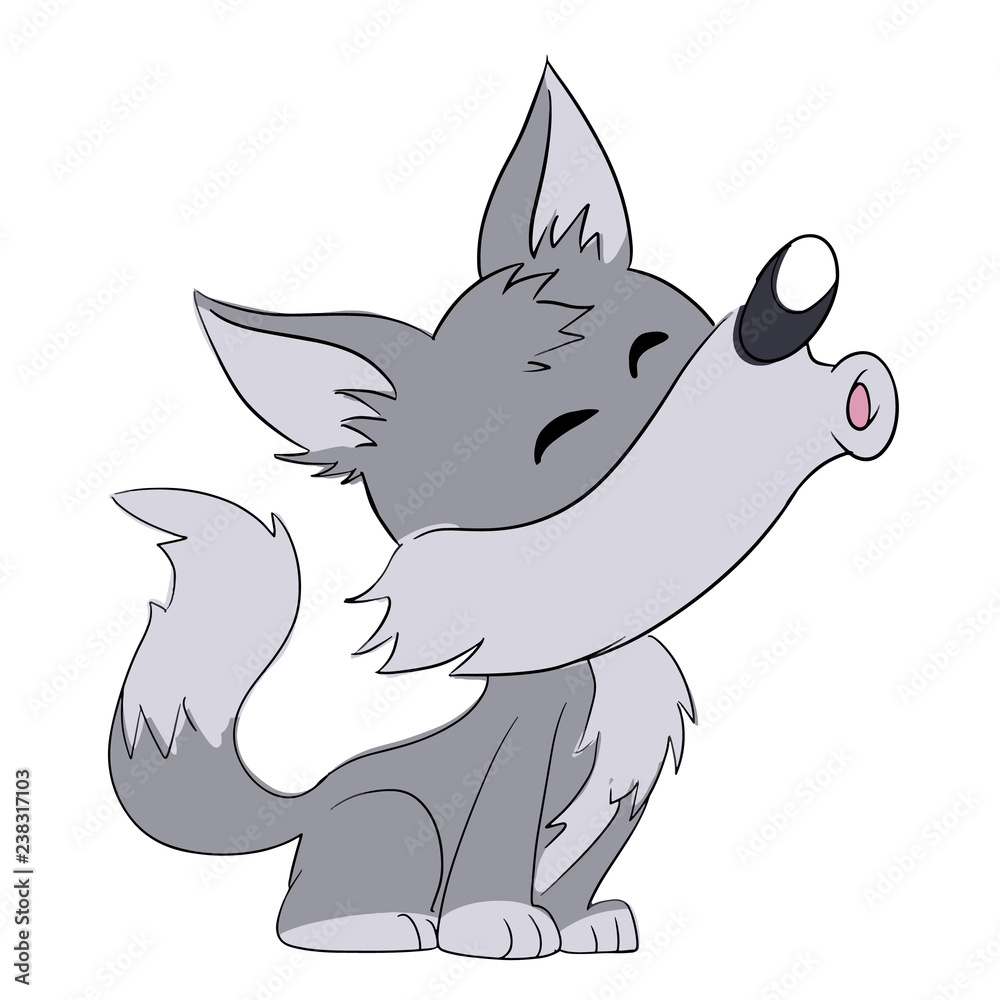 Adorable Cartoon Wolf Howling - Free Vector Illustration for Kids & Design Projects
