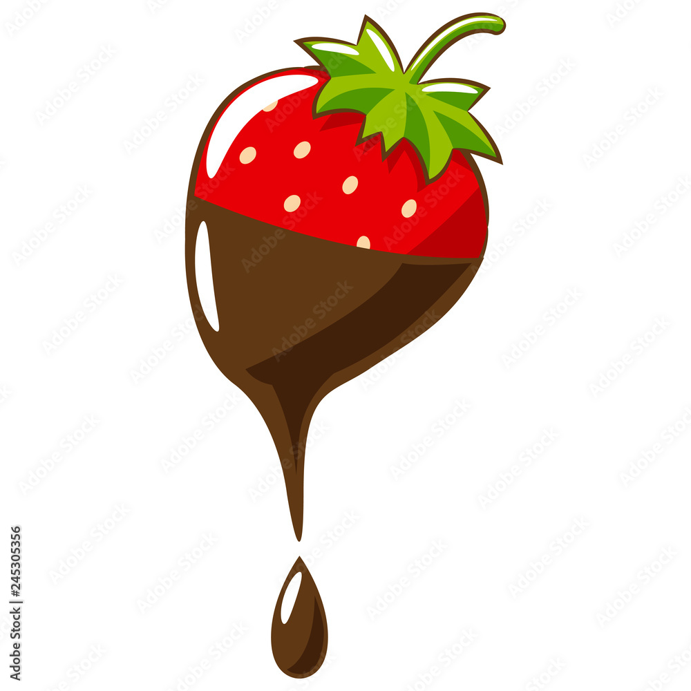 Chocolate-Dipped Strawberry Illustration - Sweet Treat Clipart