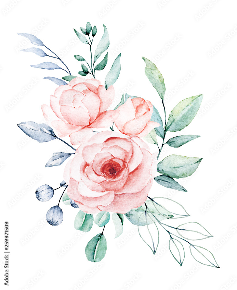 Watercolor Painting Flower Bouquet Clip Art - Watercolor Flowers - Clip ...