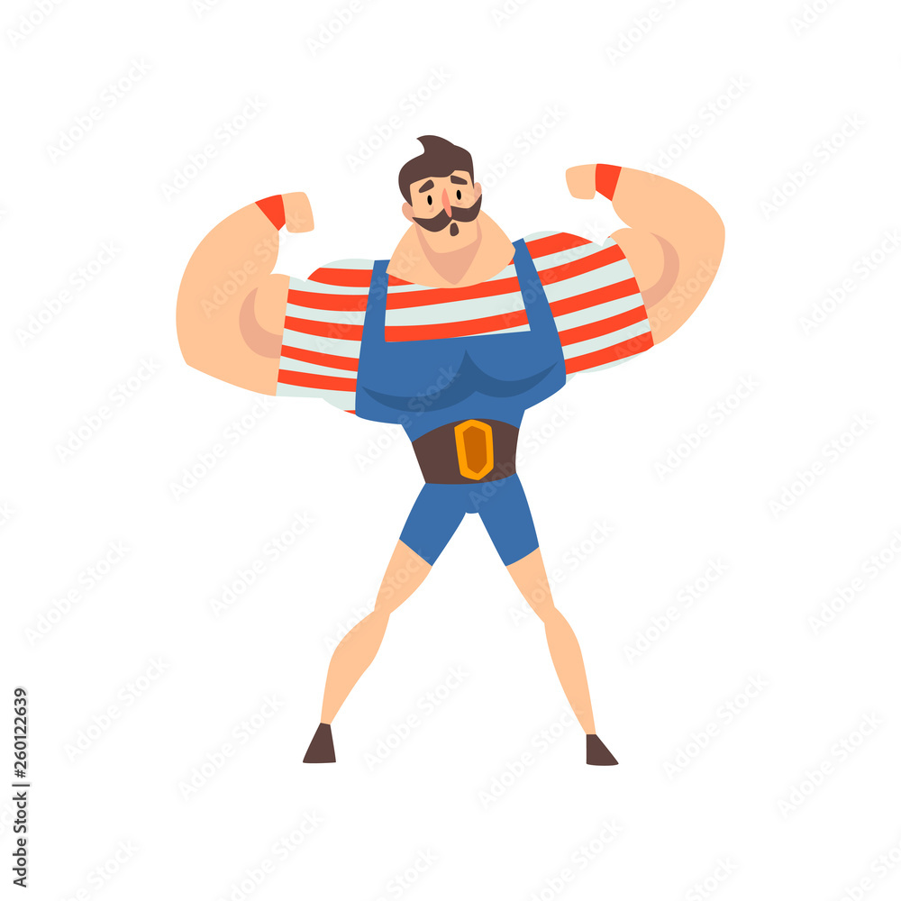 Strongman Character Illustration - Bold, Vintage Circus Style