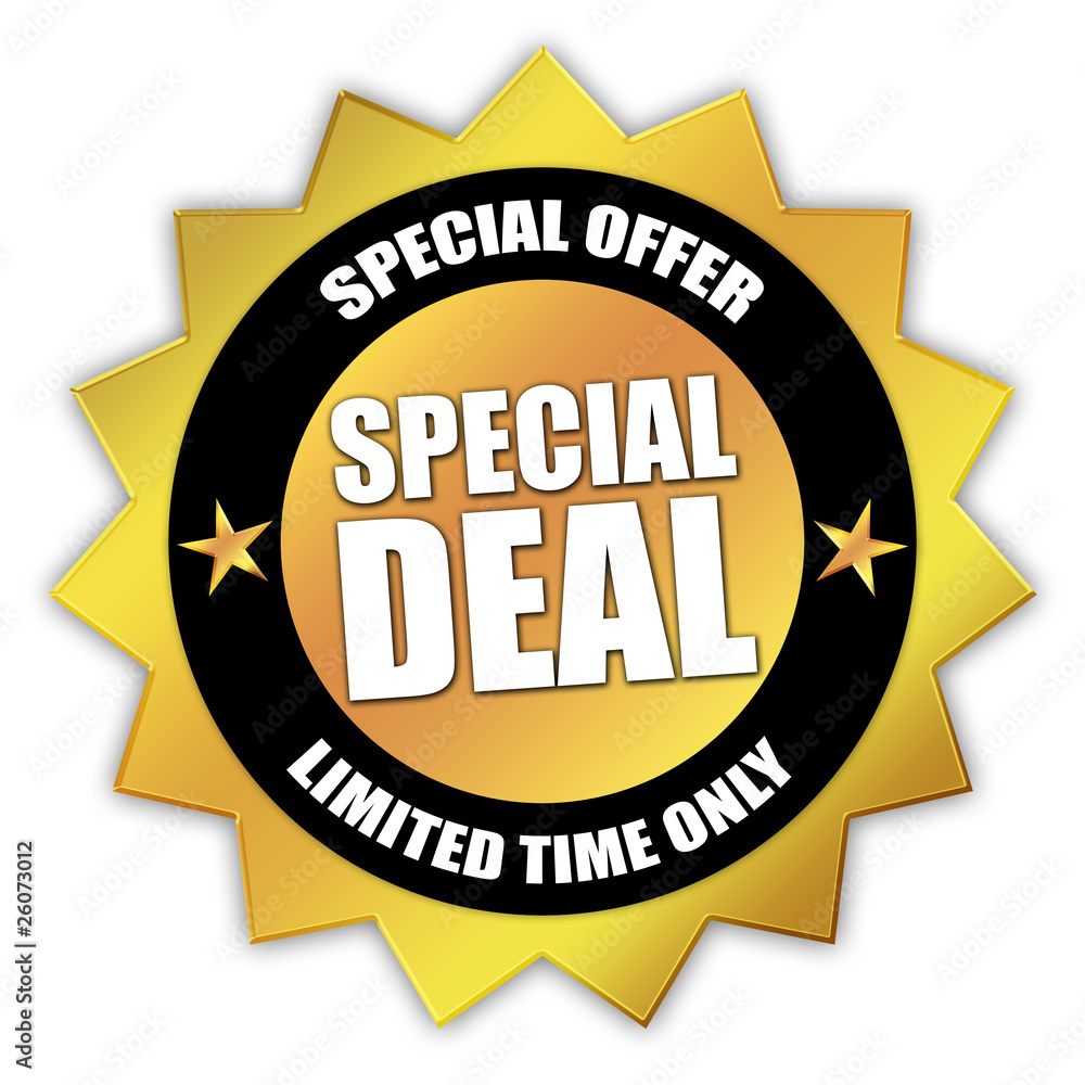 Golden starburst badge announcing "Special Offer: Special Deal - Limited Time Only" with bold text and decorative stars.