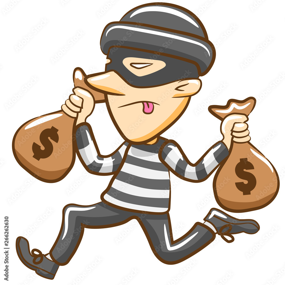 Vector Illustration Of Criminal Burglar Thief Breaks - Criminal - Clip ...