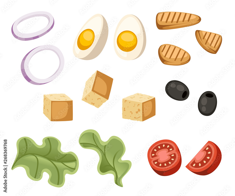 Fresh Salad Ingredients Illustration - Visual Guide for Recipes & Menus