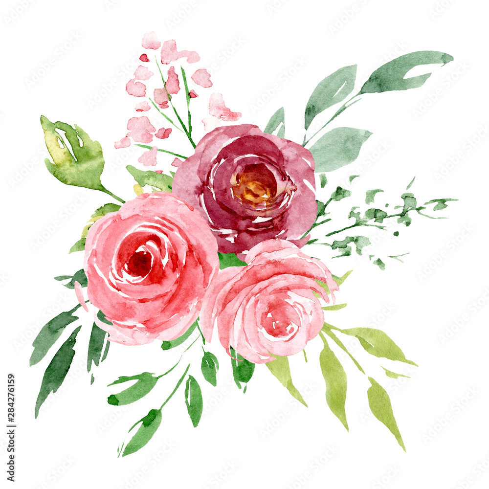 Elegant Watercolor Rose Bouquet Illustration | Floral Art Download