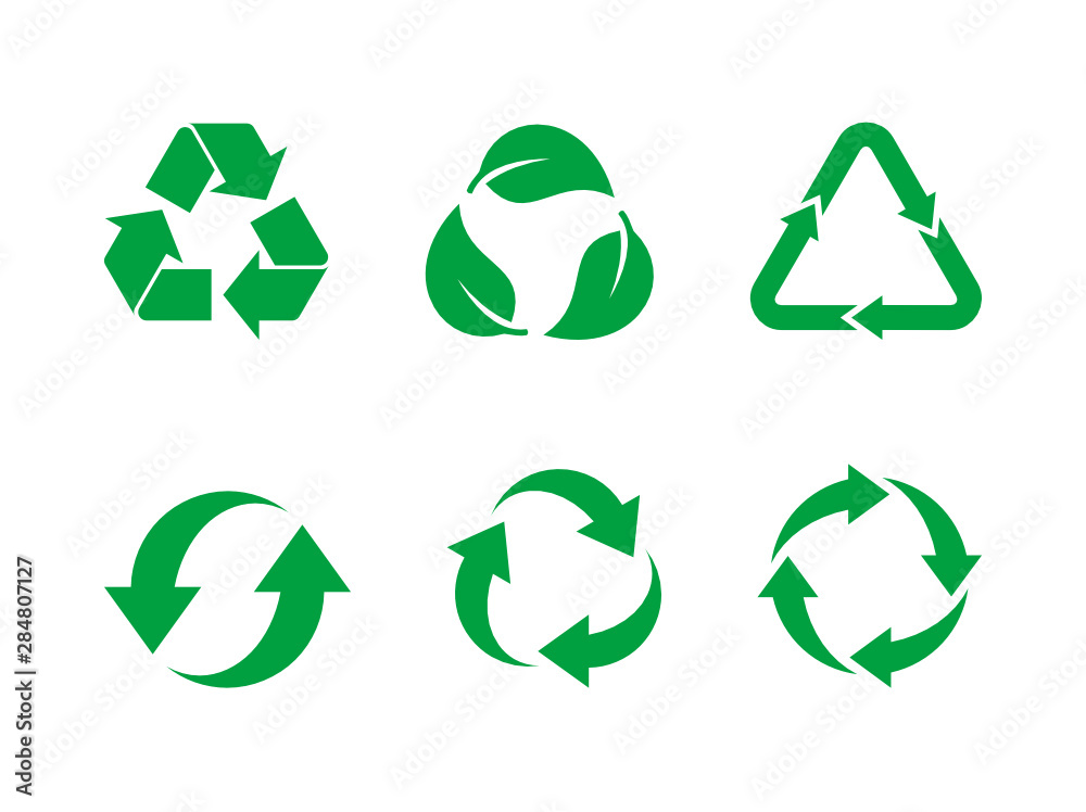 Recycling Symbols Icon Set - Environmental Graphics for Web & Print