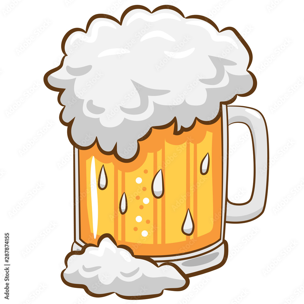 Frothy Beer Mug Illustration - Free Clipart for Beverage & Pub Themes