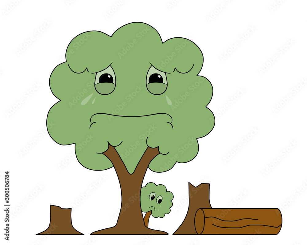 Crying Tree Clipart Hd PNG, Big Tree Crying Plant Illustration - Clip ...