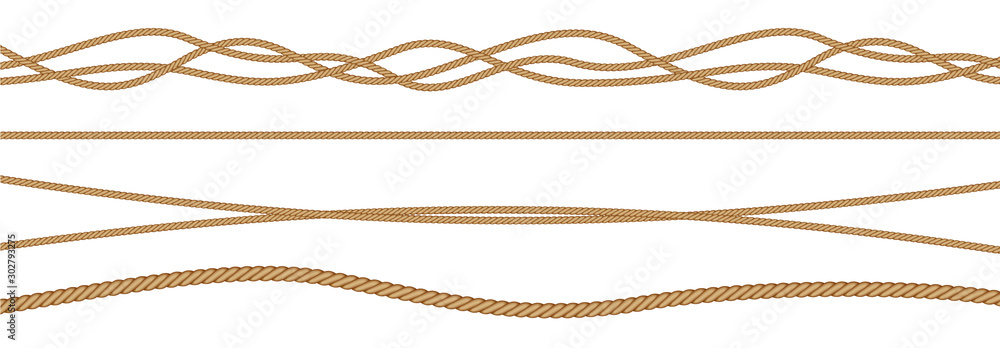 Watercolor painting of Brown rope string isolated on white