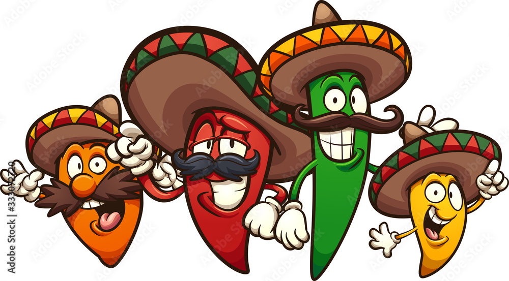 Fun Mexican Chili Pepper Characters - Clip Art for Festive Designs