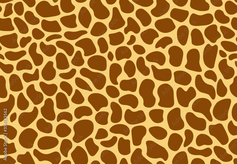 Brown and tan giraffe-patterned texture with irregular spotted shapes on a light background.