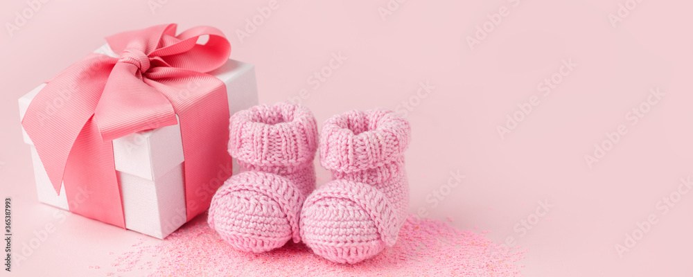 Adorable Pink Baby Booties & Gift Box - Perfect for Newborn Celebrations